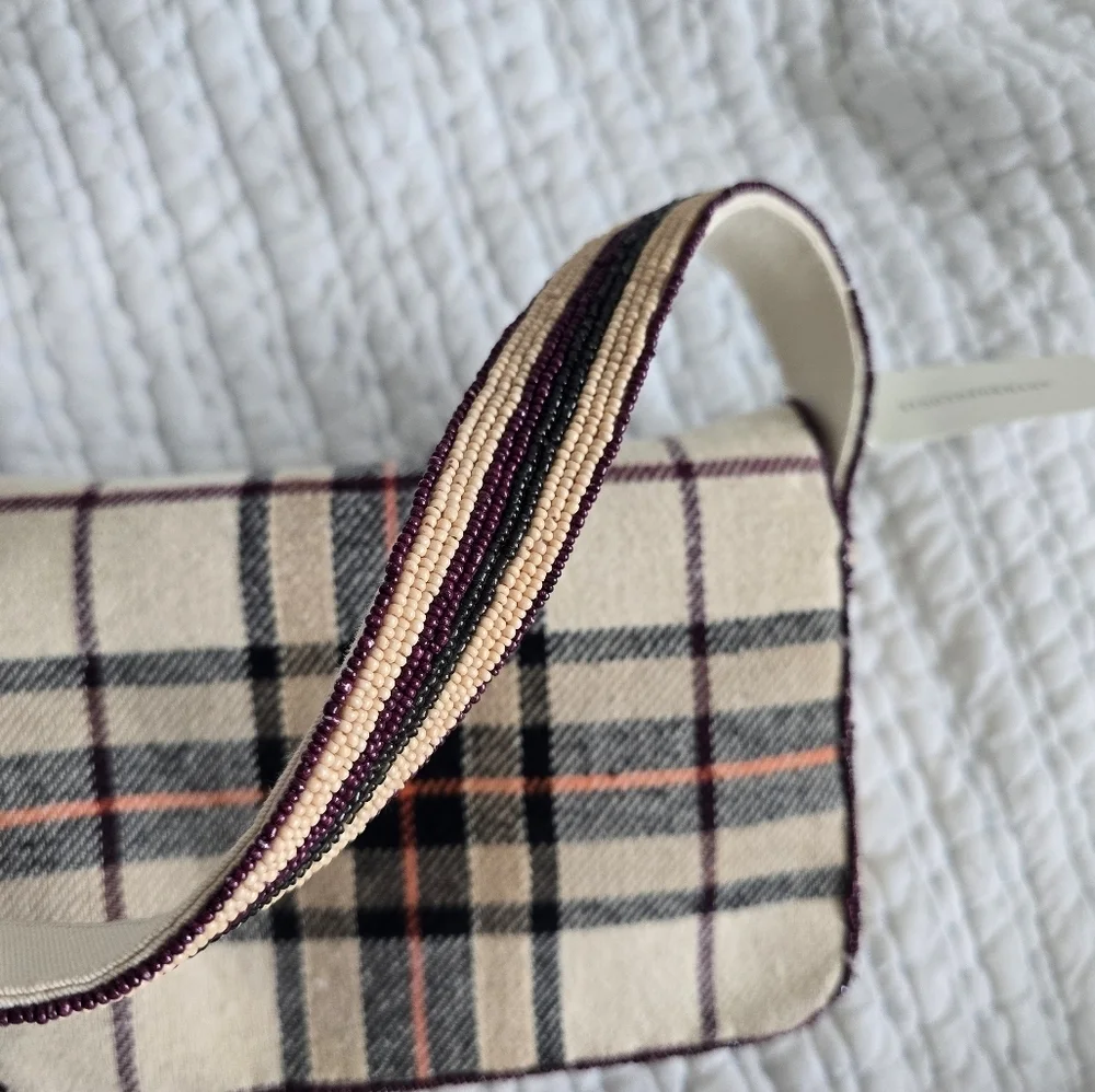 Anthropologie Fiona Beaded Horse Equestrian British Check Old Money NWT - Picture 9 of 13